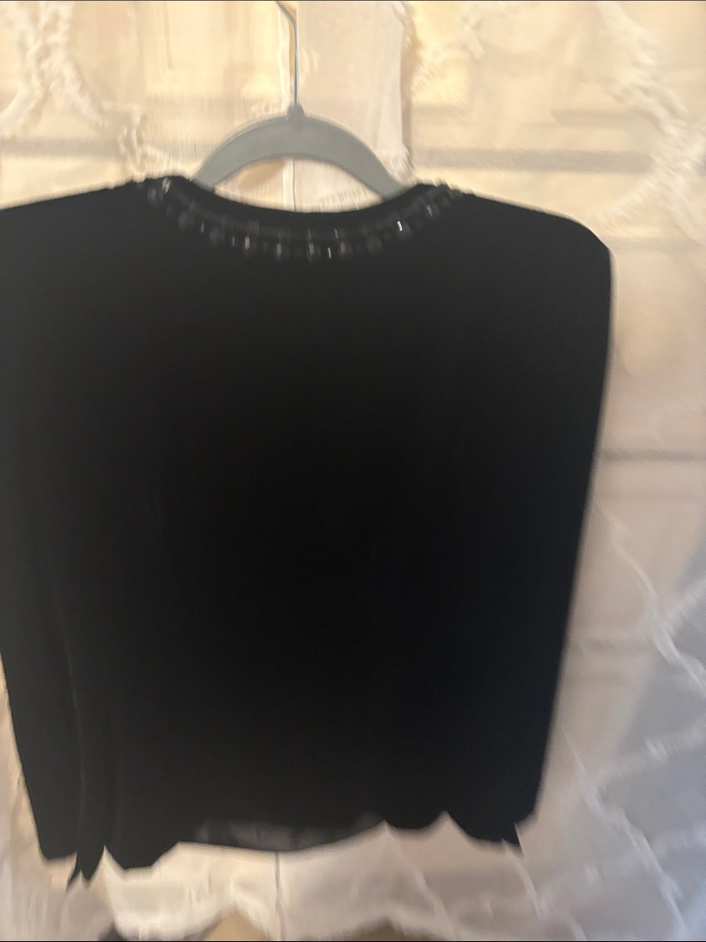 Talbots Black Embellished V-Neck Dress Top - Picture 3 of 7